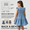 Short-Sleeved Denim Dress Summer Children'S Dress With Appliqué Embroidery Cartoon Fashion Lace Sleeves Children'S Dress
