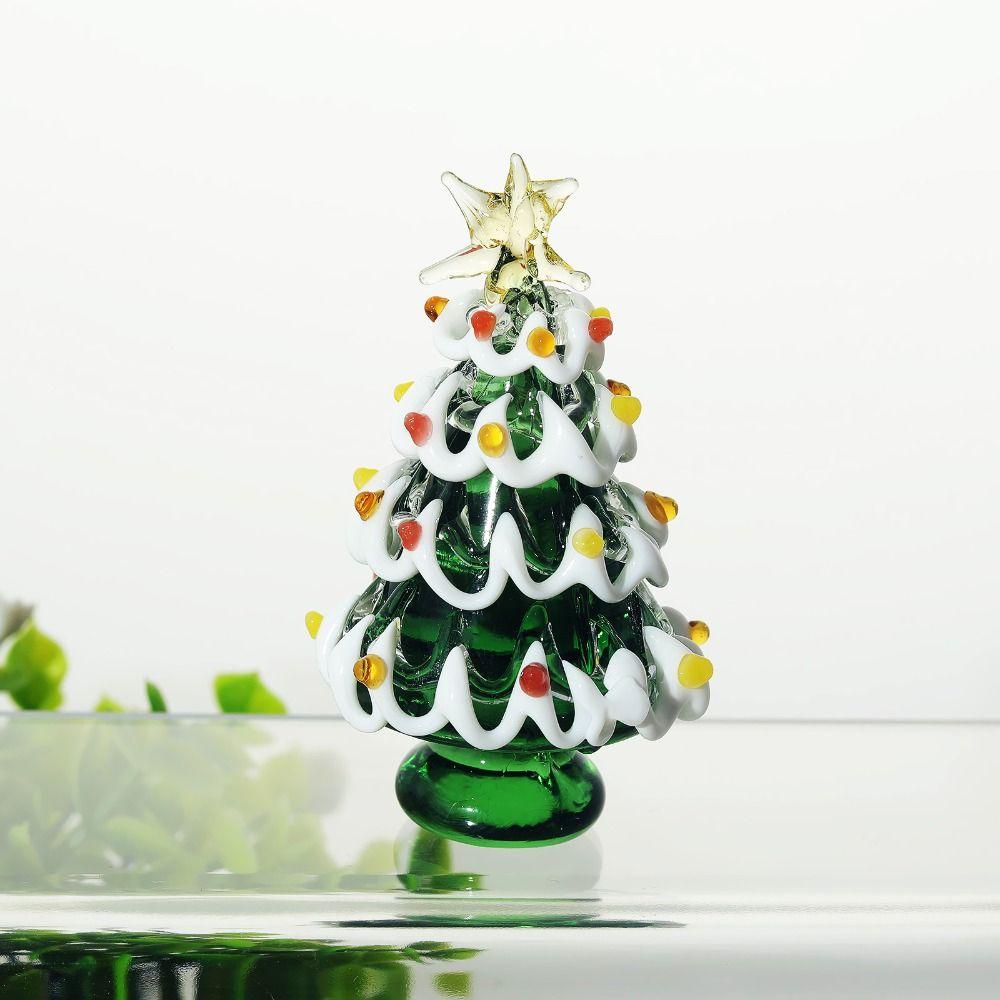 Cartoon Glass Christmas Tree Ornament Colorful Figurines Collectibles  Desktop