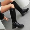 Vintage Knee High Boots Women 2024 Autumn Winter Warm Boot Female Black Low Heels Riding Boot Footwear Shoes Designer Buckle