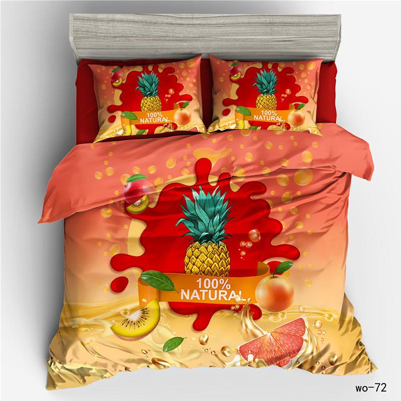 

RunGrape Duvet Cover Bedding Set Double Twin Queen King Size 240x220 Nordic Bed Cover 150 Euro Bed Linen Bedclothes Fruit Print EU Single 135x200 cm