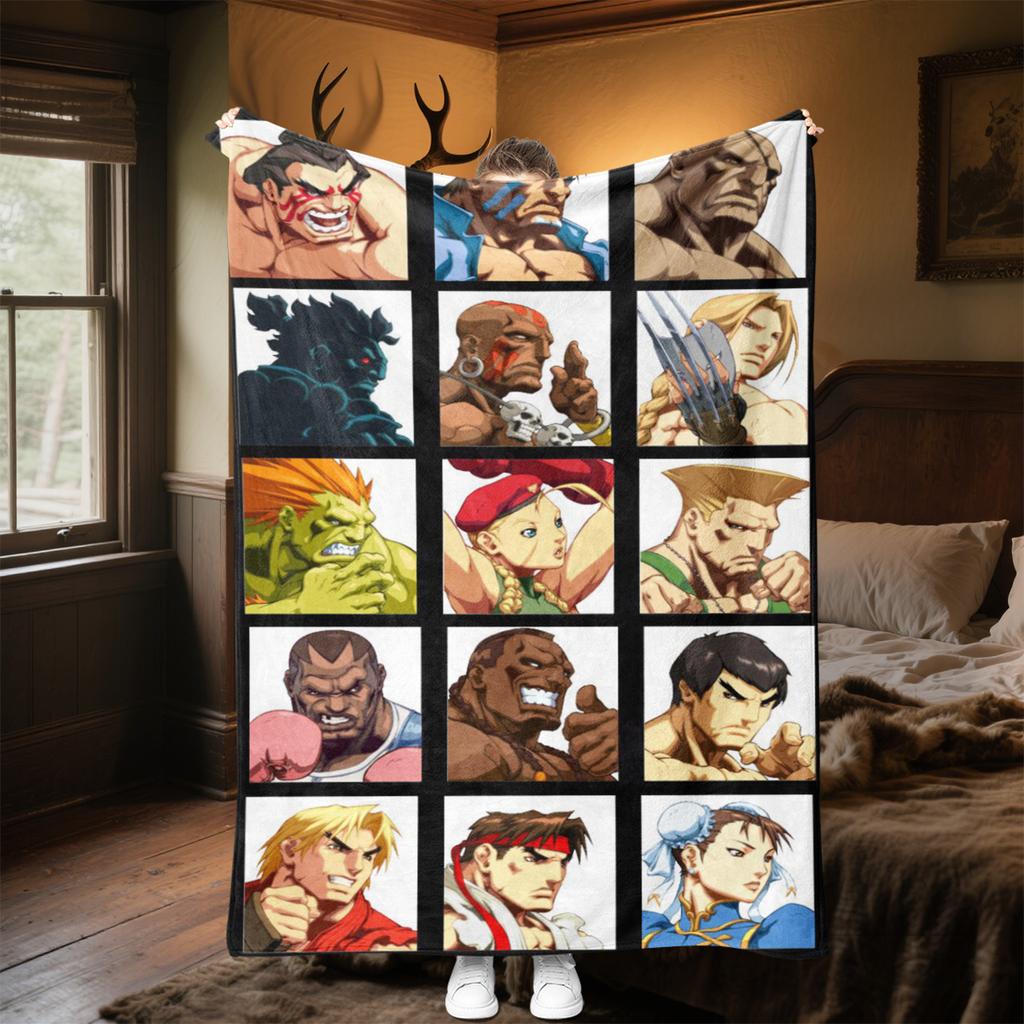Super Street Fighter Ii Artwork Blanket Soft And Portable All Season Home Bed Sofa Blanket Office Travel Nap Break Warm Blanket