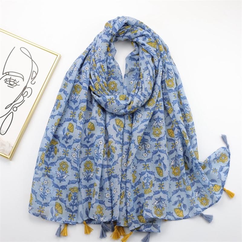 Autumn Fashion Ink Painting Floral Tassel Viscose Shawl Scarf Lady High Quality Wrap Pashmina Stole Bufandas Muslim Hijab Sjaal
