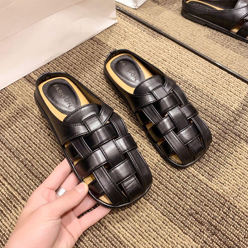 High-end bag head slippers women's summer outer wear one pedal new French temperament versatile casual Muller sandals