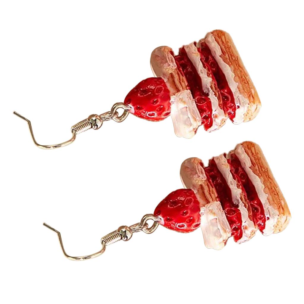 Sweet Strawberry Cake Earrings Food Shaped Drop Earring Stylish Ear Pendants for Women Girls Fashionable Ears Jewelry