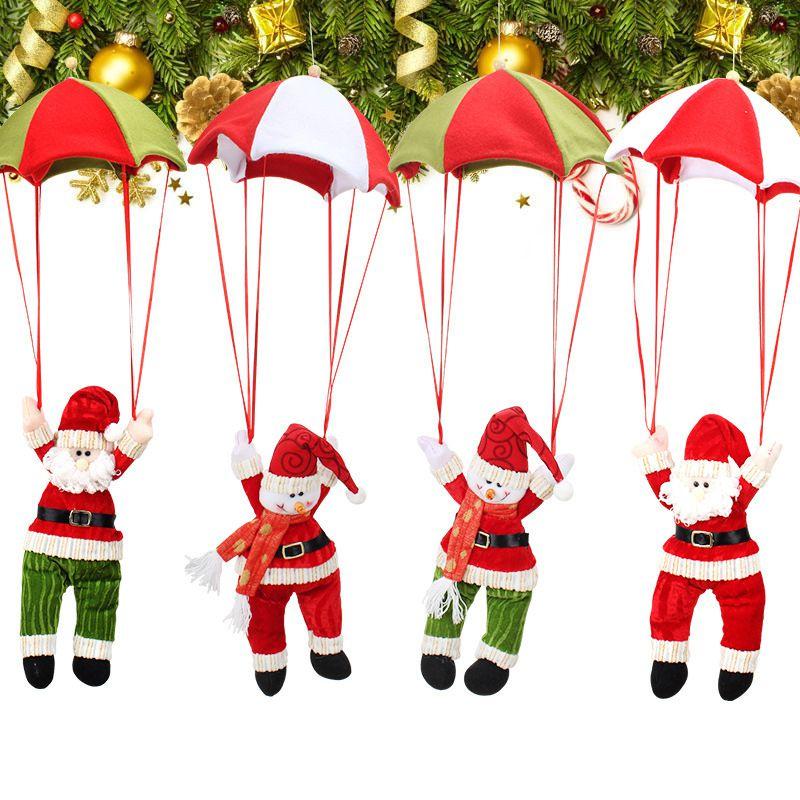 Festive Santa Claus And Snowman Parachute Hanging Toy For Christmas Home Decor