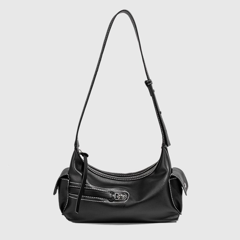 

New single shoulder retro texture portable small bag niche design cool drag Spice Girl locomotive armpit bag women s bag чёрный