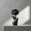 3D Printed Flower Figurine, Small Black Peony Tabletop Ornament for Office Executive Desk, Living Room, Bedroom Shelf Decor