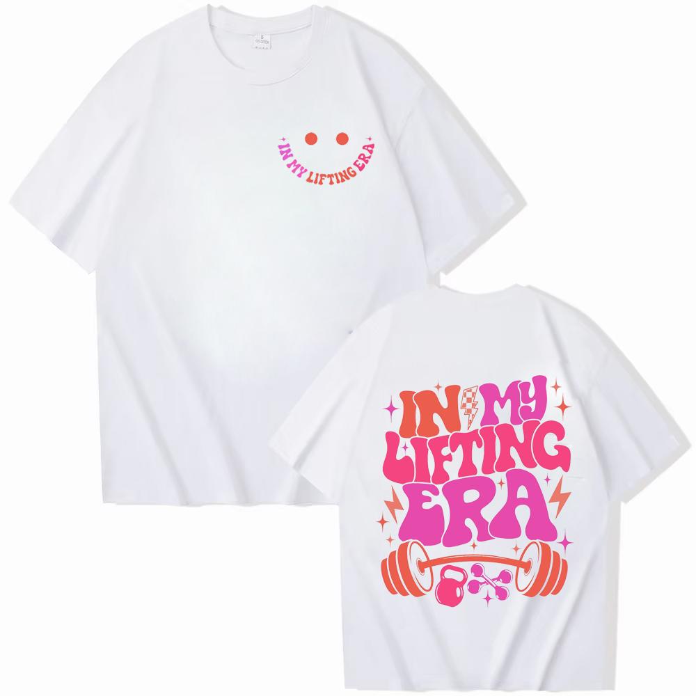 Be Happy Lift Heavy Tee Shirt for Women Funny Workout Weightlifting Graphic Tops Gym Mommy Short Sleeve T-shirts Female Clothing