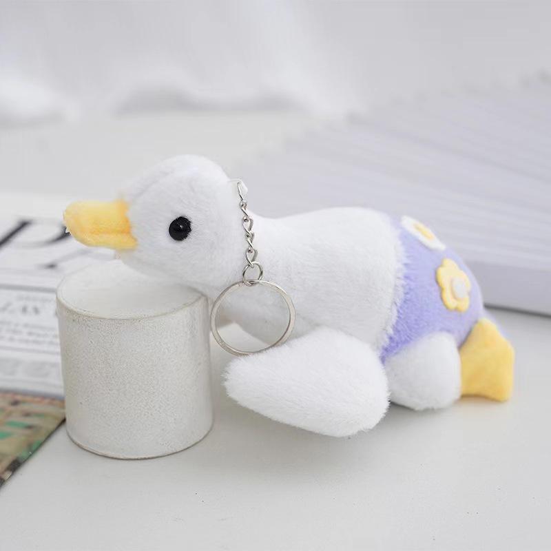 Non-Toxic Cute Flower Goose Pendant Cartoon Plush Toy Big White Goose Doll Bag Pendant Doll Keychain