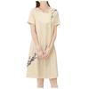 Fashion Women Summer Short Sleeve  knee length Printing Dress