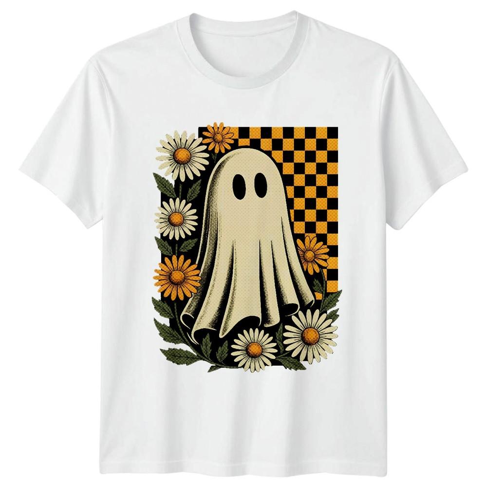 Ghost Daisy Halloween Unisexs Unisexs Graphic Tee Shirt Retro Style S
