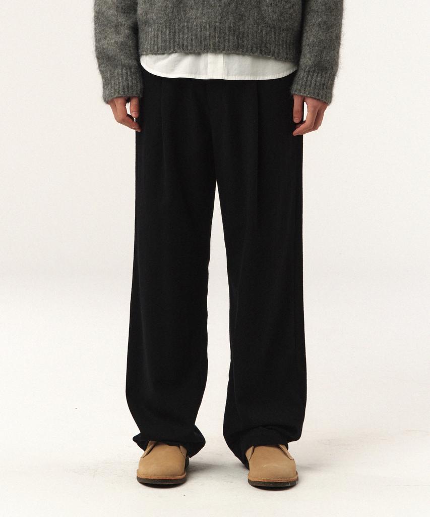 Seteo Wool Blend Wide Slacks Black