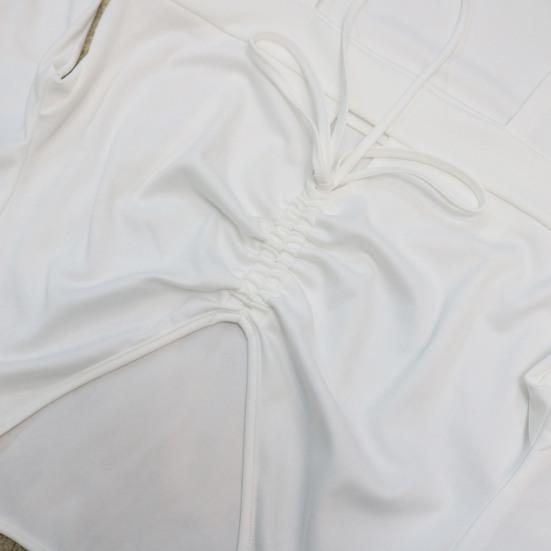 Einfarbiges Maxikleid mit geteiltem Saum für Damen, V-Ausschnitt, gerafft, bodenlang, übergroßes Kleid, Streetwear