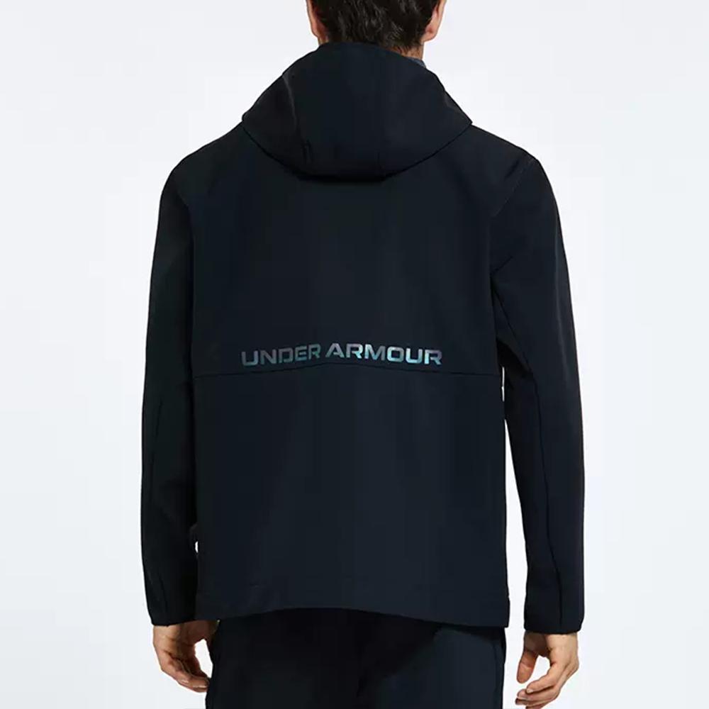 Under Armour Gradient Reflective Logo Jacket Letter Print Woven Sports Long Pants Casual Sports Suit Men suit Black 22600401-001+22500706-001