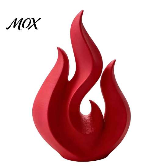 Moderne Abstrakte Skulptur 3D Gedruckte Flammen-Skulptur, Matt Rote Hohl-Statue, Kreative Heimdekoration Minimalistische Kunst Schreibtisch-Ornament für
