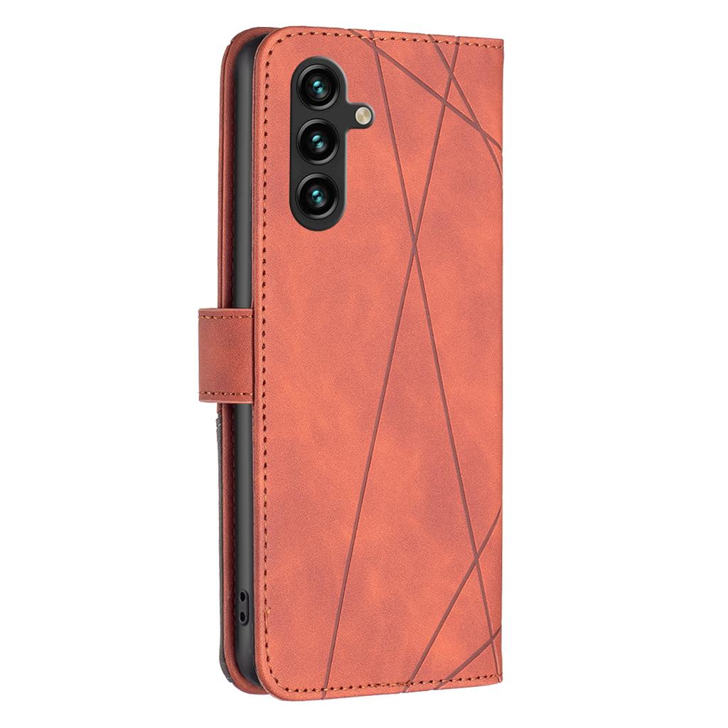 BINFEN COLOR For Samsung Galaxy A36 5G Phone Cases Wallet Stand Geometry Imprinted Leather Cover