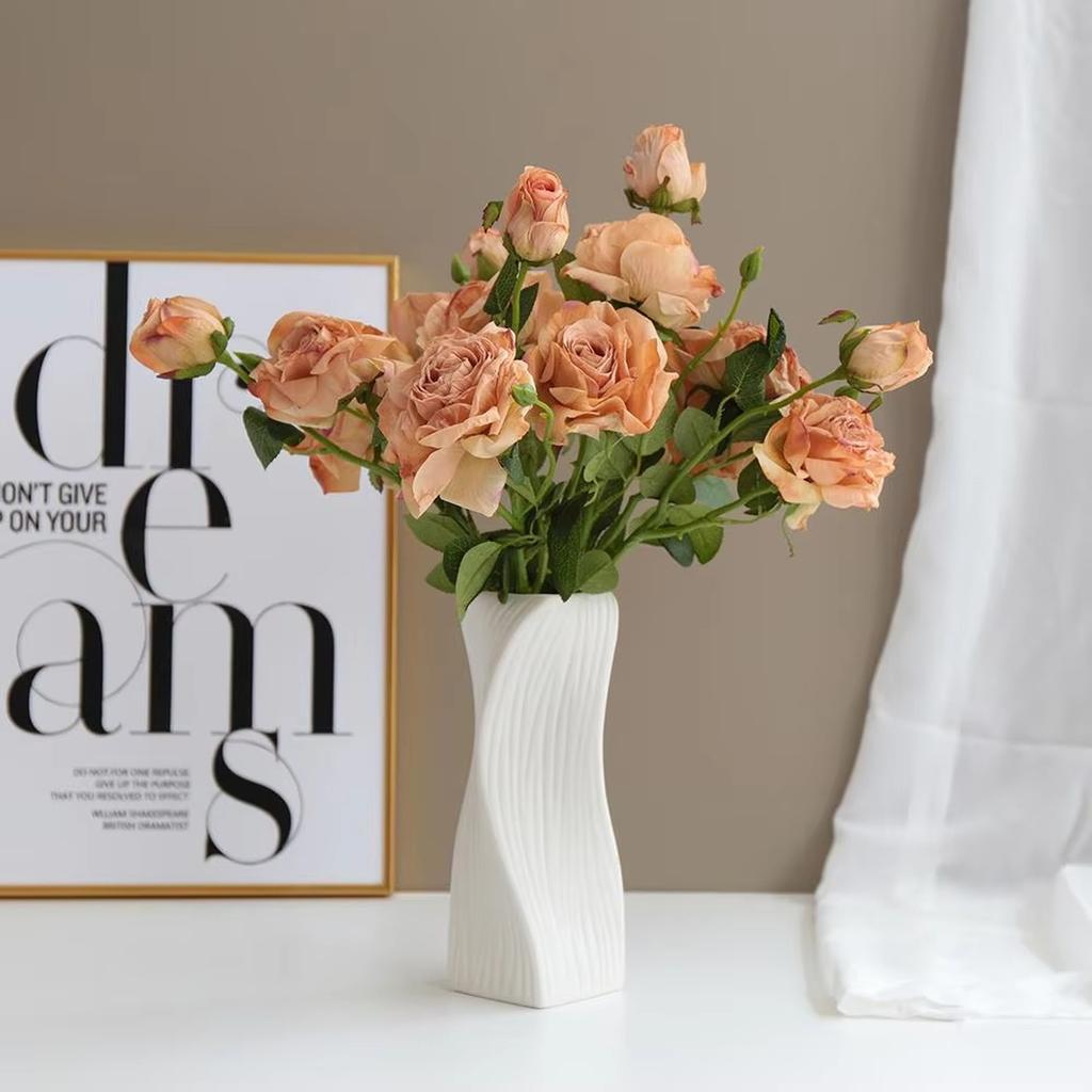 Plastic Decorative Vase Shatterproof Hemp Rope Folding Vase for Living Room