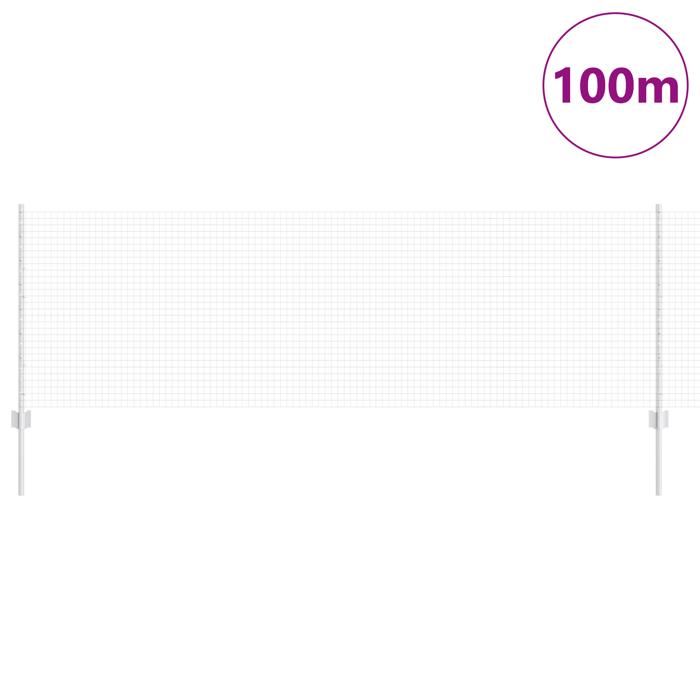 VidaXL Clôture en fil soudé avec 44 U postes argentés 0,8x100 m en acier 3336426