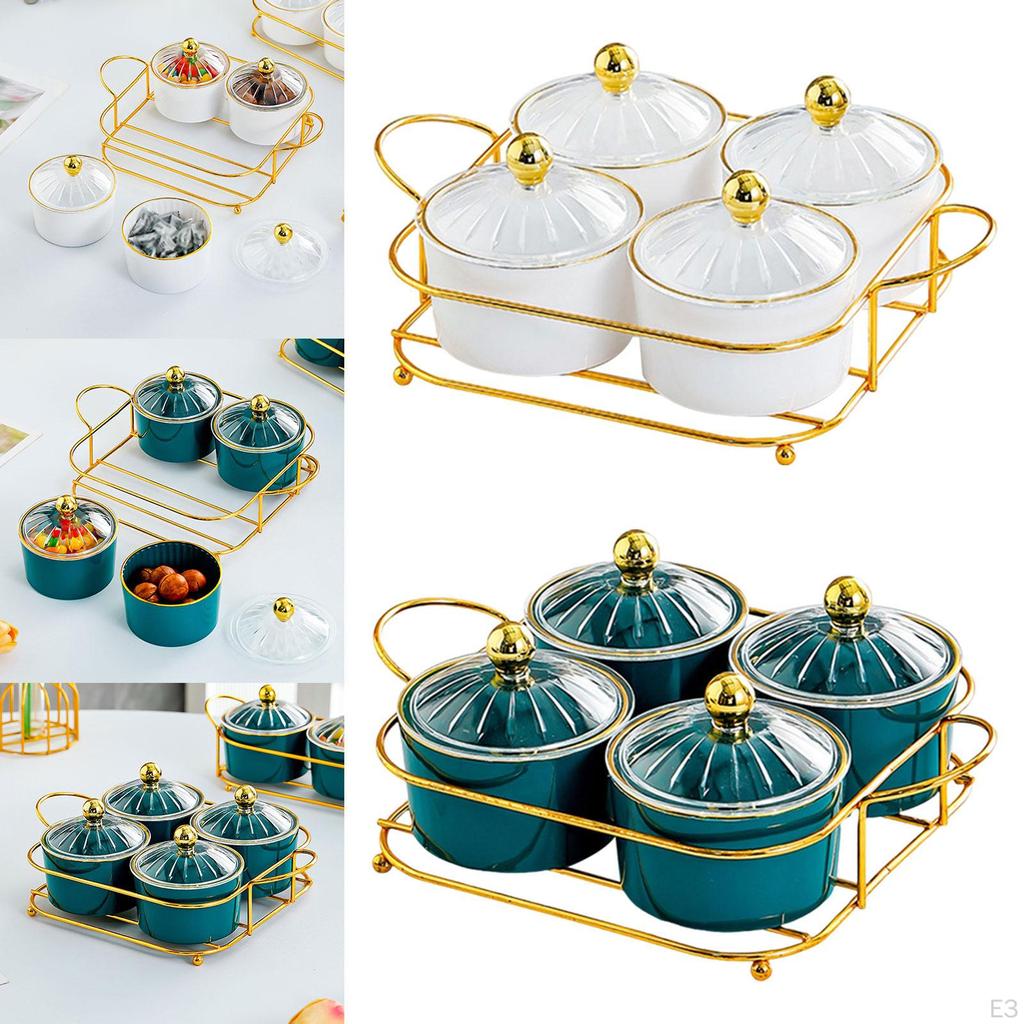 4 Compartment Dried Fruit Serving Set with Lids for Snacks and Candy