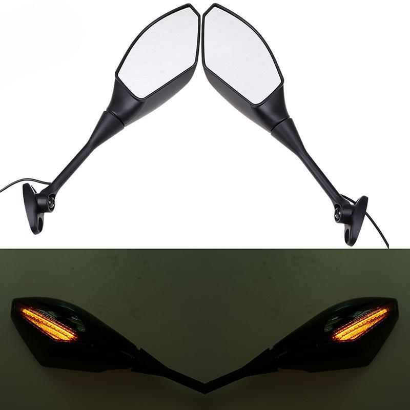 1 Pair Rear View Mirror Motorcycle Mirror Scooter Rearview Mirrors with Flasher Lights for Honda CBR600RR 2003-2008 CBR1000RR 2004-2008