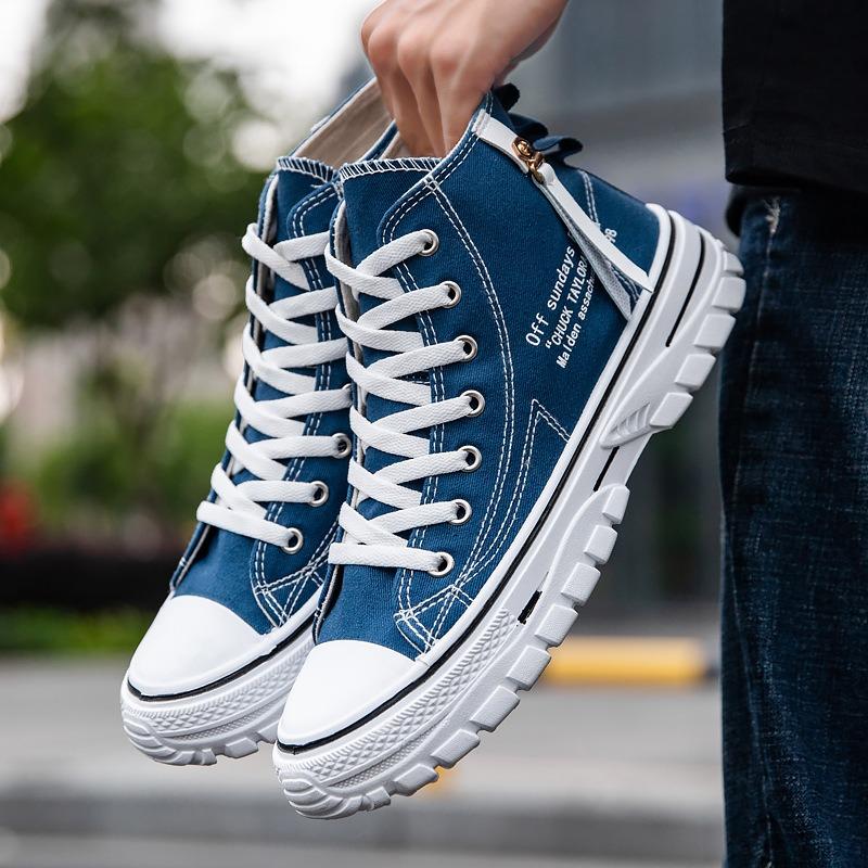 Autumn new breathable high-top men's canvas shoes trendy casual board shoes versatile student single shoes