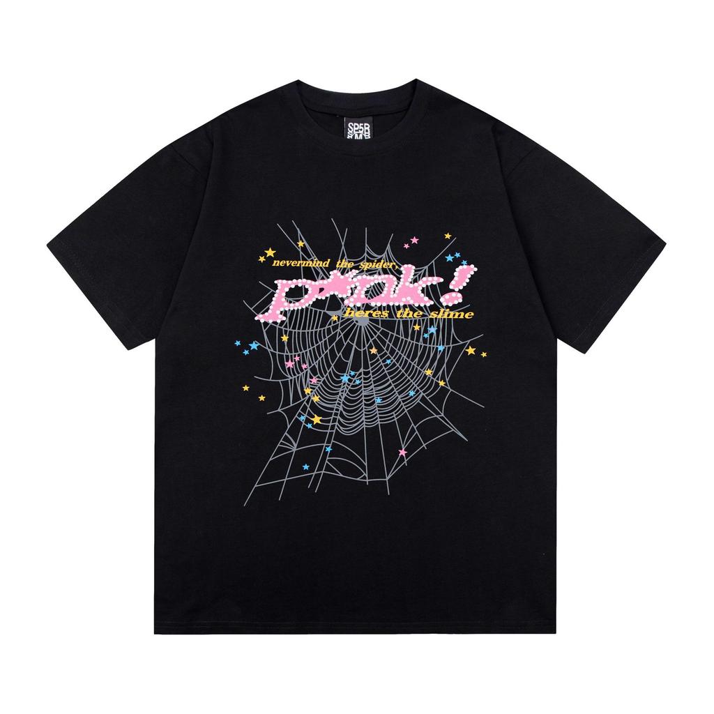 New Trendy Spider Web Print Short Sleeve Men's T-Shirt - Celebrity Style