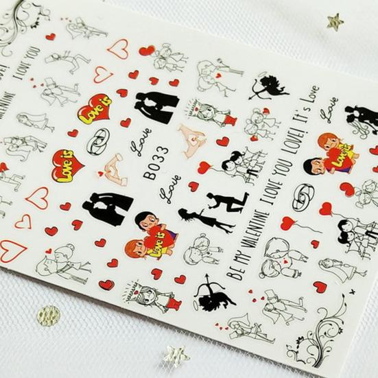 12Pcs/Set Nail Sticker Non-Fading Self-Adhesive Excellent Saturation Valentine DIY Design Decals Manicure Sticker for Manicure