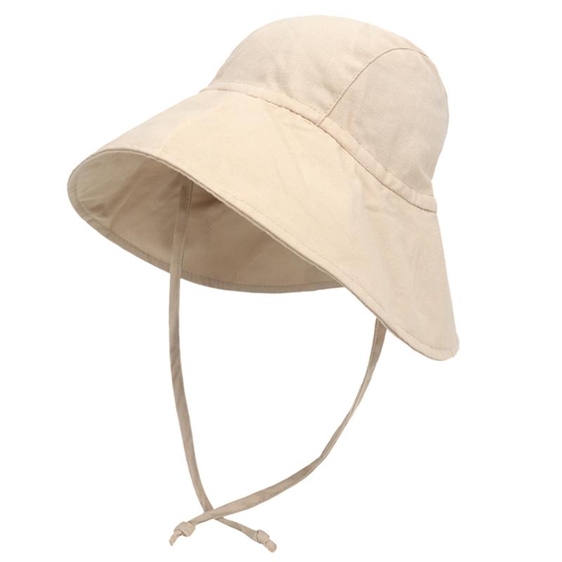 Sombrero de Sol para Bebé Verano Niños Niñas Sombrero de Cubo Niños Algodón UV Sombreros de Viaje Niño Ala Ancha Exterior Gorras de Playa Moda Casual Sombrero Panamá