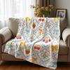 Diamond Fruit Bow Gingham Cartoon Anime Print Flannel Blanket Soft Warm Throw for Kids Bedroom Sofa Christmas Office Car