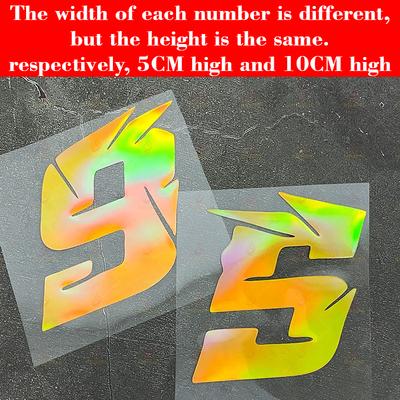 1pc Gold Laser Motorcycle Number Sticker Waterproof for Refit Motorcycle Helmet Fairing Car Window Bicycle Universal Vinyl Decal