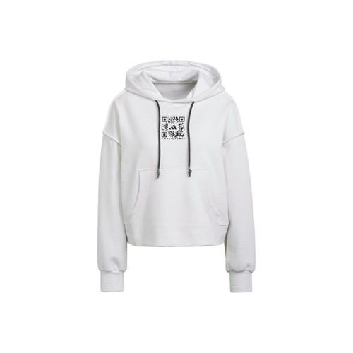 

adidas QR code pattern print vintage sports sweatshirt for women, white S белый