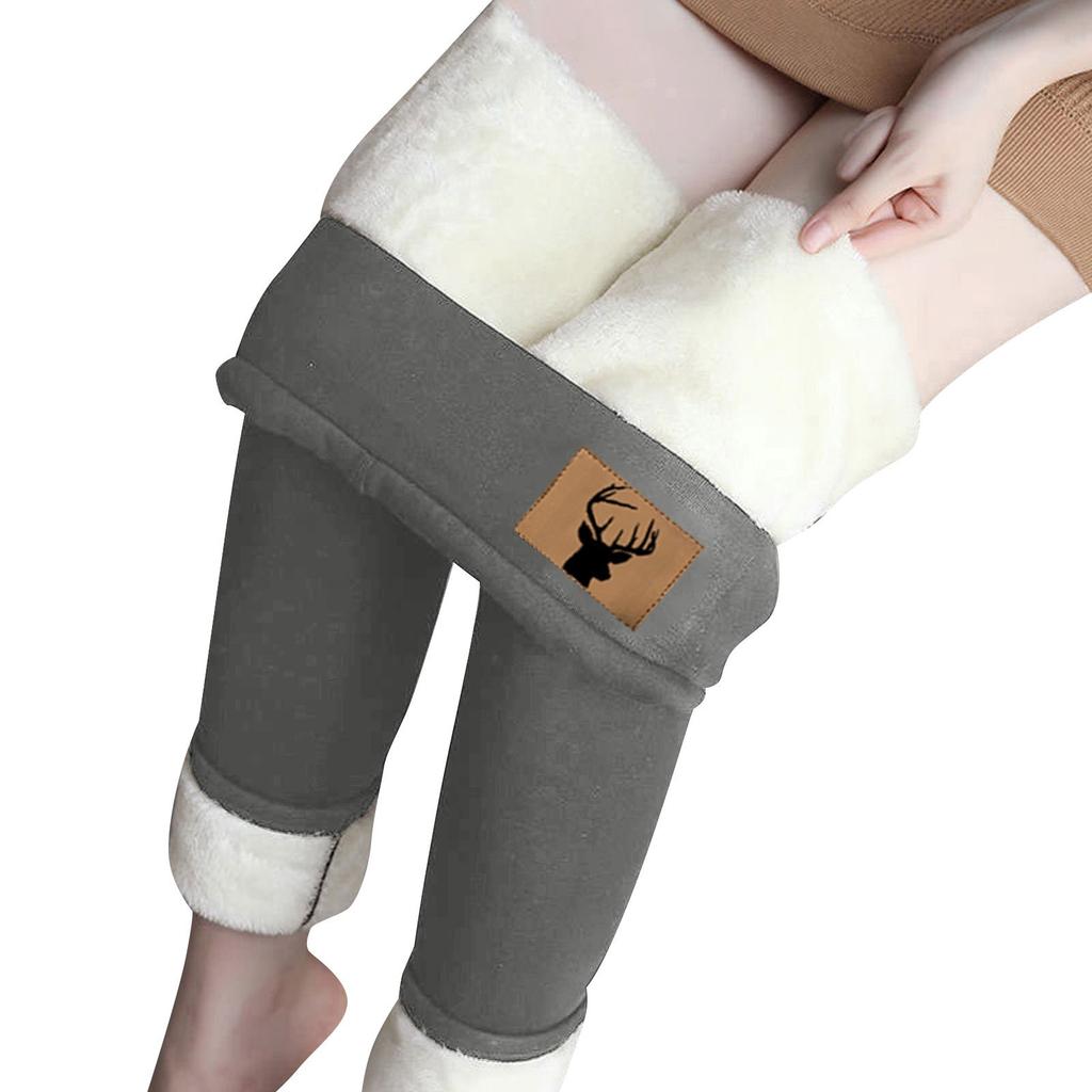 Damen-Leggings, einfarbig, plus Samt, warm, elastisch, hohe Taille, Baumwollhose