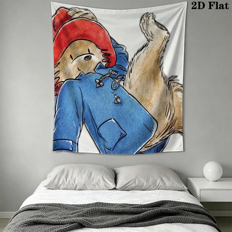 Paddington Bear Wall Tapestry Aesthetic Wall Hanging Printed Fabric Blanket Decorative Tapestries for Bedroom Living Room Home Decor