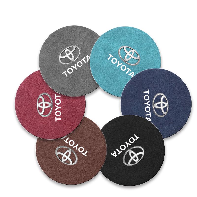 Suede Car Coaster Mat Water Cup Slots Non-Slip Pad For Toyota Corolla Yaris Chr Auris RAV4 Land Cruiser Camry Highlander
