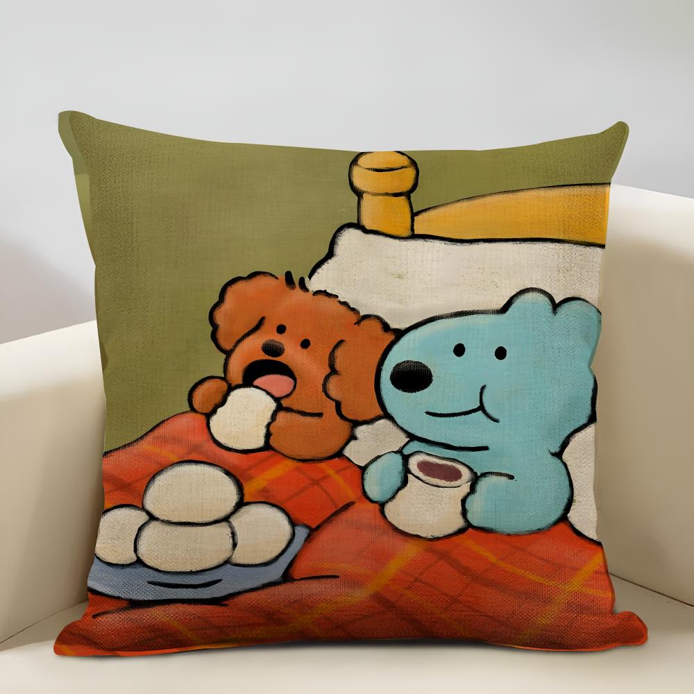 Puppy Life Cushion Cover Household Decoration Linen Sofa Cushion Cover: Skin-Friendly & Breathable With Invisible Zipper