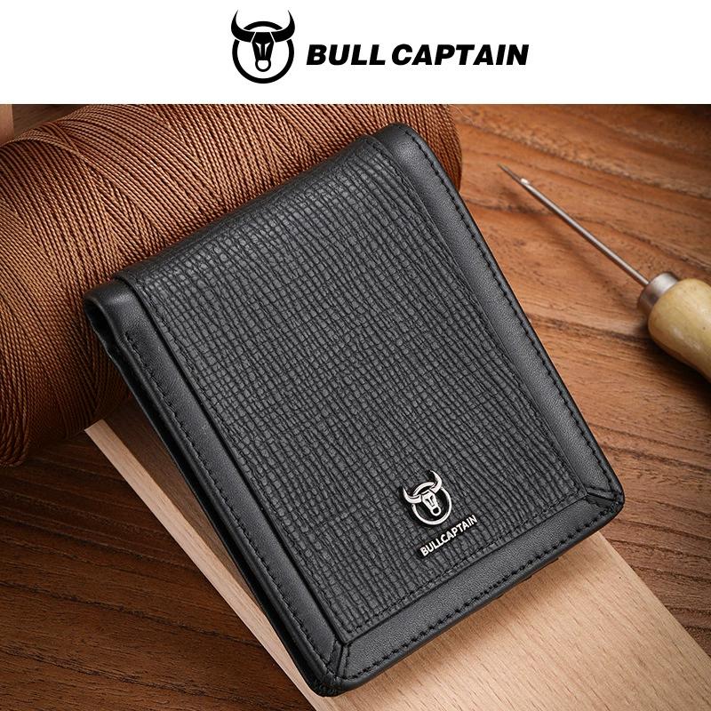 BULLCAPTAIN Kožená pánská taška na klíče Módní úložné tašky Kryt do auta Kompaktní Mini držák na karty Peněženka na mince Muž Butler Keychain