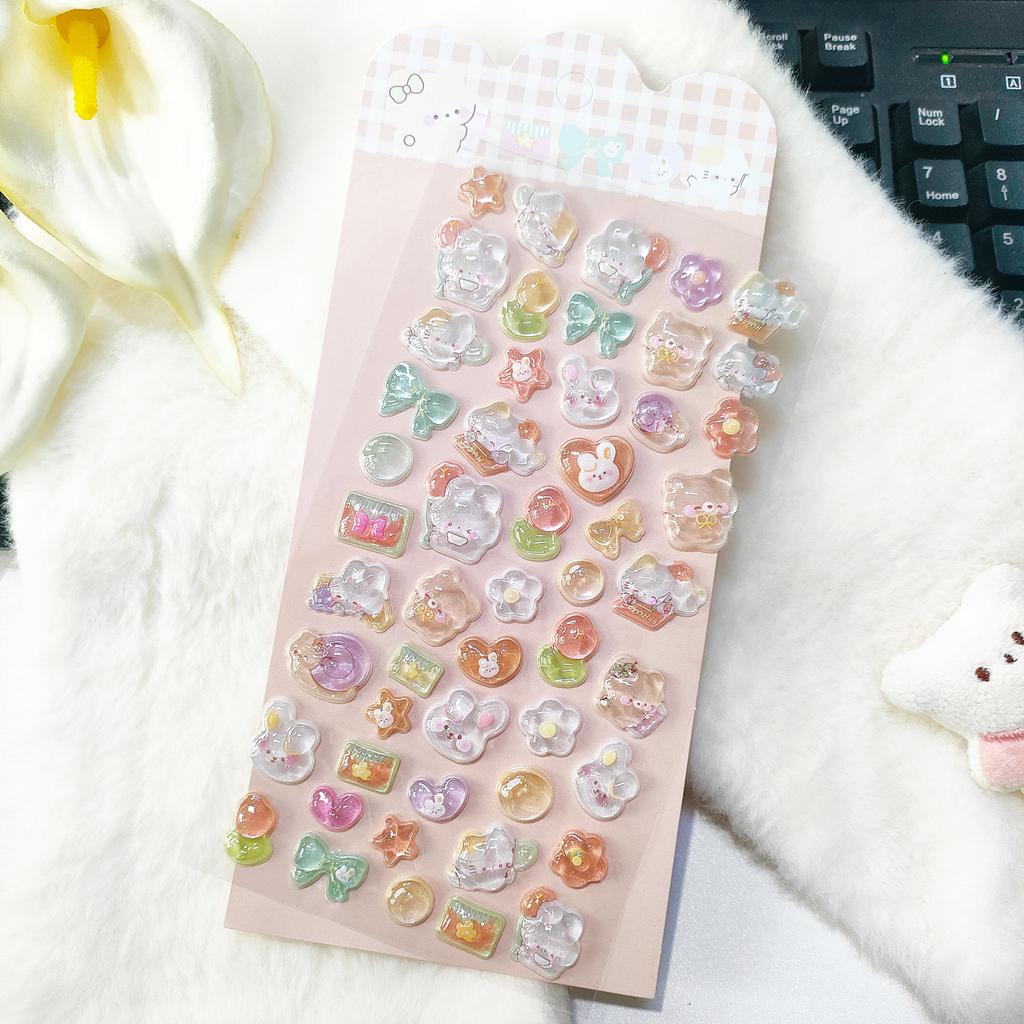 High Quality 2026 3D embossed crystal cute stickers children's reward toys phone cases and fun and cute decorations