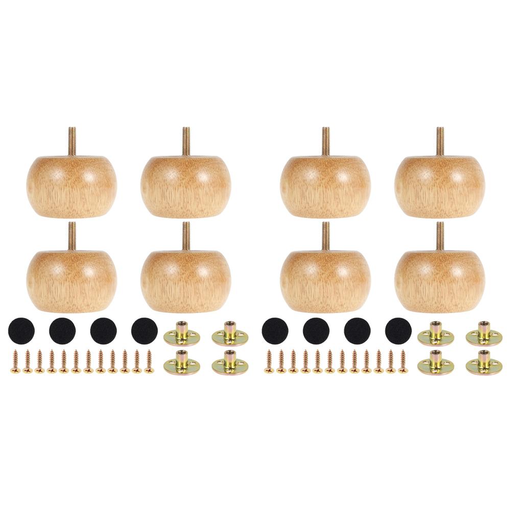 4/8 STÜCKE Möbelbeine Holzmöbelbein Solide Möbelfüße Runde Brötchenfüße mit 4 Schrauben Rutschfeste Stuhlfüße Ersatzset