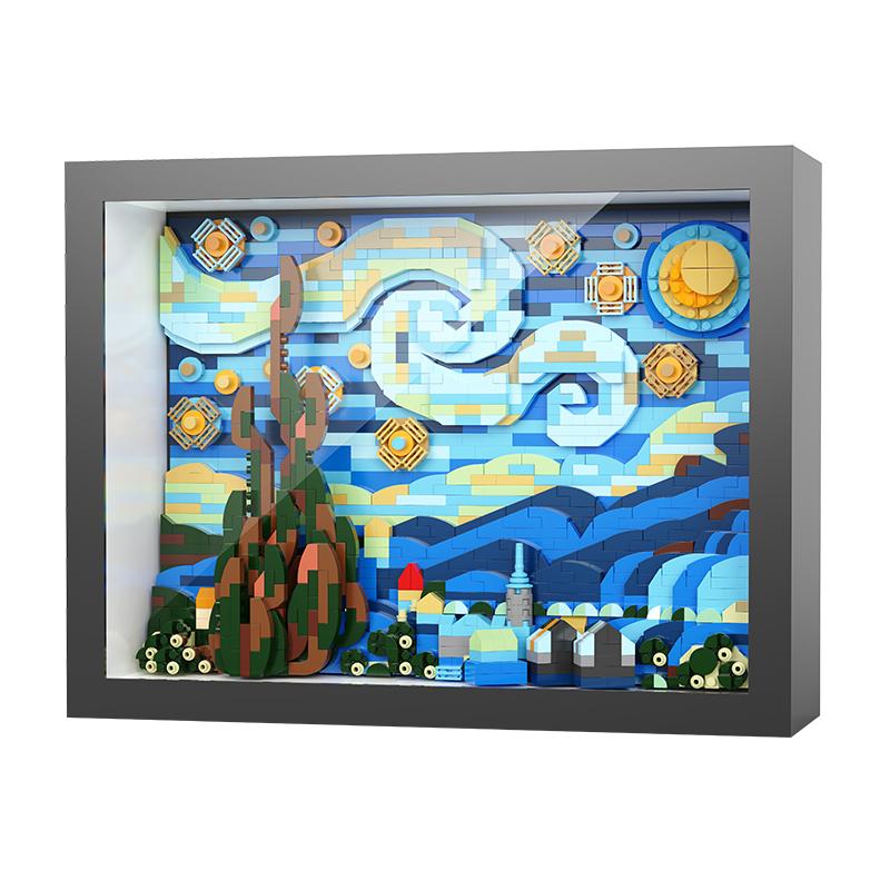 Creative Masterpiece Series Picture Assembly Photo Frame Art Decoration Game Construction Block Plaything Household Decoration Collection Gif