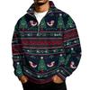 Men's Sweatshirt with Stand Collar Christmas Print Pullover for Casual Wear