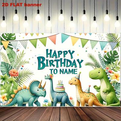 Personalisierte Dinosaurier Happy Birthday Kulisse, Cartoon Dschungel Dino Hintergrund Banner für Kinderparty Fotoshooting