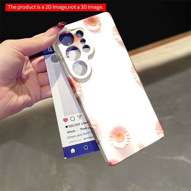 2DFlat Samsung phone case Pink Daisy Floral Design Applicable to Galaxy S23 S24 S25ULTRA S26 A12 A14 A15 A16 A54 A55