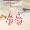 Festive Pink Girl Christmas Tree & Star Earrings - Adorable Iron Chain with Golden Accents, Perfect for Holiday Parties, Christmas Accessories Winter