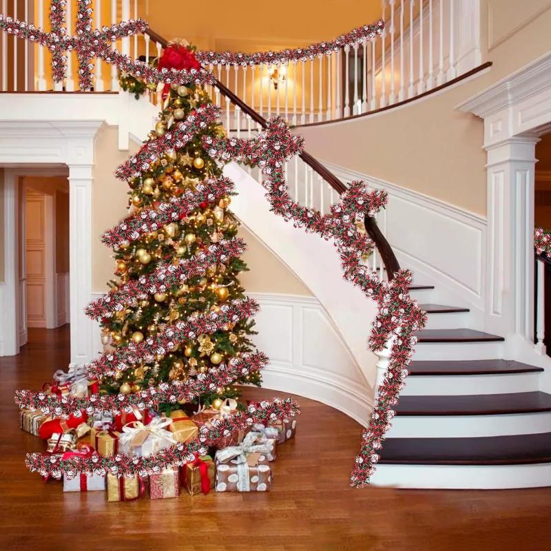 2M Christmas Tinsel Ribbons Indoor Party Decor Diy Christmas Tree Home Bar Decoration Santa Claus Ribbons Wreath Decor Ornaments