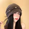 Five-pointed Star Tassel Baotou Hat for Women with Big Head Circumference Showing Face Small Pile of Hat Japanese Versatile Cold Hat