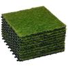 10-teiliges Kunstrasen-Set, Wetterfeste Rasenfliesen, 25mm Florhöhe, Outdoor-Teppich für Garten, Balkon & Terrasse, 30 x 30cm, Dunkelgrün