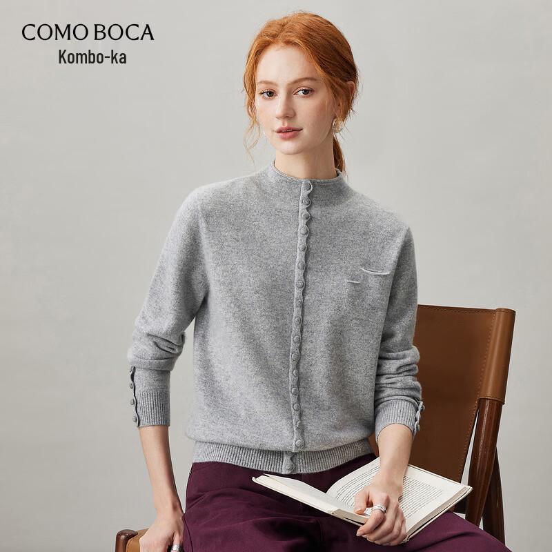 Komengboka Women's 100% Cashmere Faux Placket Knit Sweater