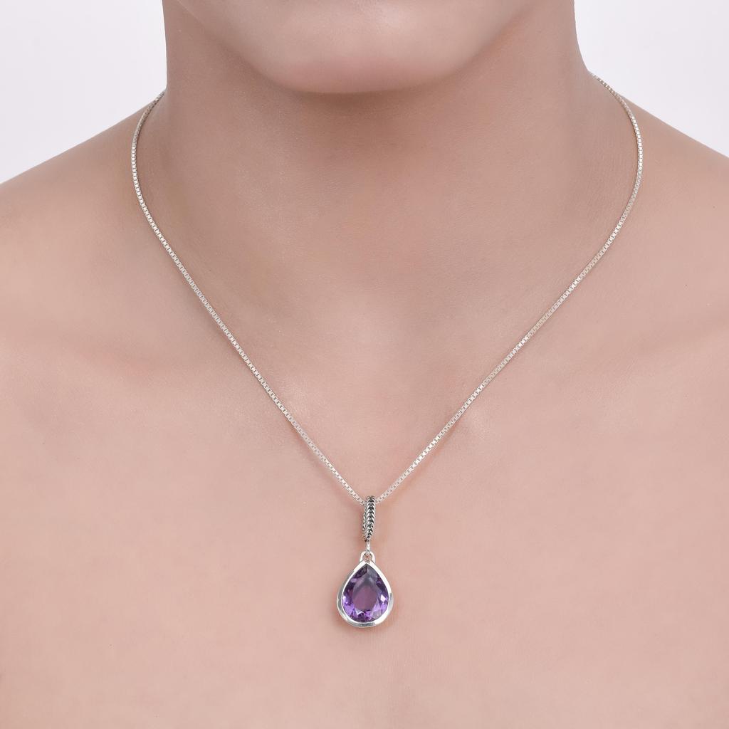 Natural Amethyst Pendant for women 925 sterling silver pendant