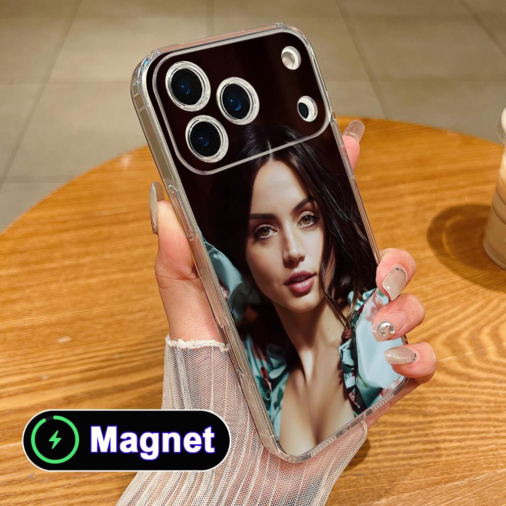 Ana de Armas Clear TPU Magsafe Mobile Phone Case for iPhone 17 16 15 14 13 12 11 Air Pro Max Plus Mini Colorful Cover