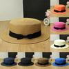 New Fashion Women Lady Fedora Hat Trilby Bowknot Straw Panama Beach Sun Hat